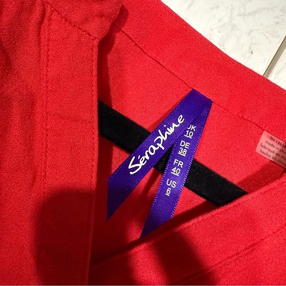 Seraphine Coral Belted Maternity Dress Woven Viscose Size 6 Short Sleeve - Picture 10 of 15